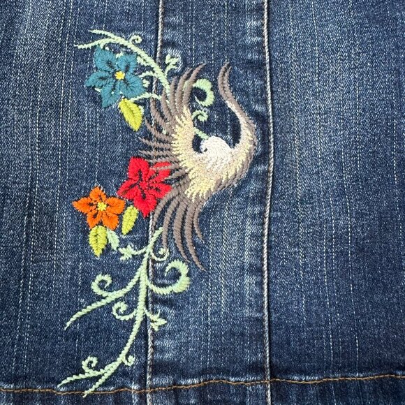 Harley Davidson Denim Embroidered Corset Tank Front Zip H13 - Picture 2 of 5